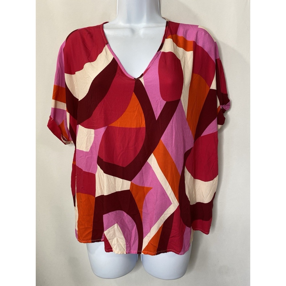 Staccato Womens Shirt Size Large Colorful Career Summer Coastal Preppy Business